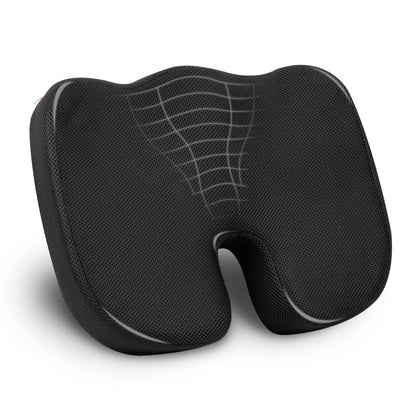 Mind Reader Memory Foam Seat Cushion with Air-Cloud Technology, Ergonomic Pressure Relief for Office Chair, Car, or Wheelchair, Sciatica, Coccyx, Tailbone & Hip Pain Support, Office, Memory Foam, 18"L x 13.5"W x 2.75"H