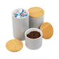 Mind Reader 3-Piece Canister Set, Sugar Container, Coffee Storage, Lids, Kitchen, Ceramic, 4"L x 4"W x 7"H, Black and White