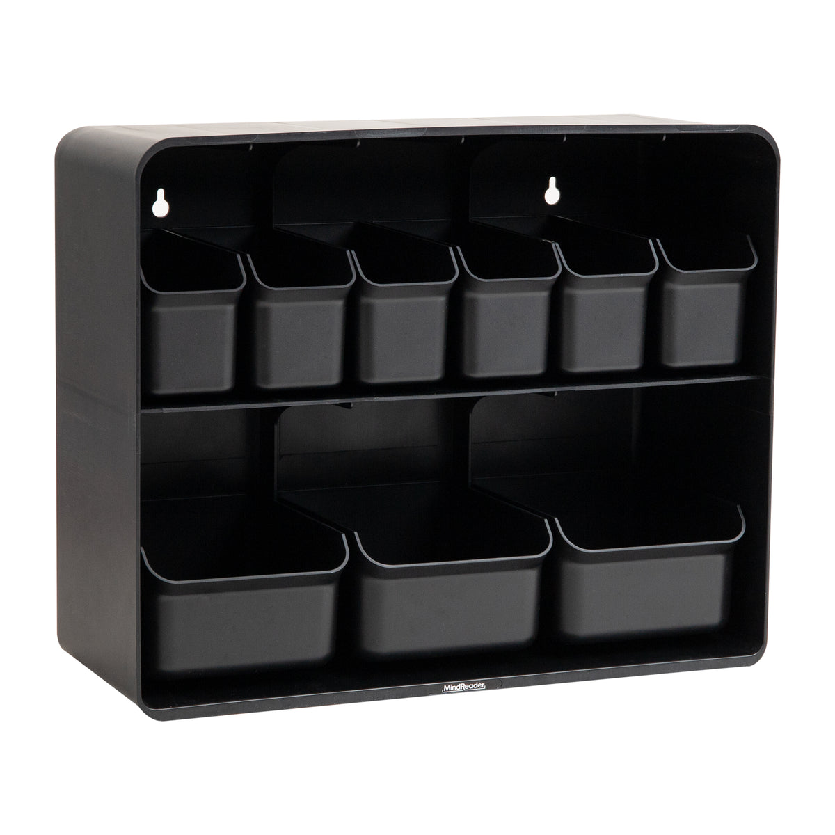 Mind Reader Snack Organizer, Countertop Organizer, Snacks, Drinks, Pantry, Breakroom, Kitchen, 18"L x 7.25"W x 14.5"H, Black