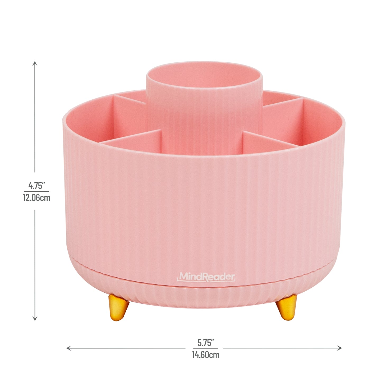 Mind Reader Rotating Pen Cup, Accessory Holder, Desktop Organization, Office, Plastic, 5.75"L x 5.75"W x 4.75"H