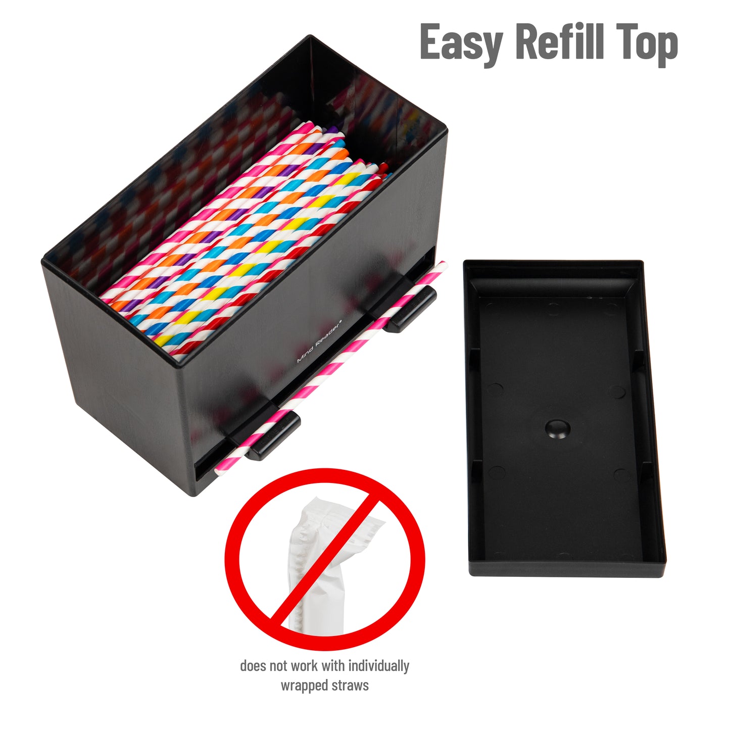 Mind Reader Straw Dispenser, Pencil Dispenser, Classroom Must Have, Restaurant Supply, Plastic, 9.25"L x 4.5"W x 7.5"H, Black