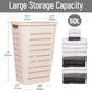 Mind Reader Slim Tapered Laundry Hamper with Lid, 50L Plastic Clothes Basket with Swiss Cross Cut-Outs, Lightweight & Ventilated Laundry Bin with Handles