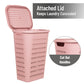 Mind Reader Slim Tapered Laundry Hamper with Lid, 50L Plastic Clothes Basket with Swiss Cross Cut-Outs, Lightweight & Ventilated Laundry Bin with Handles