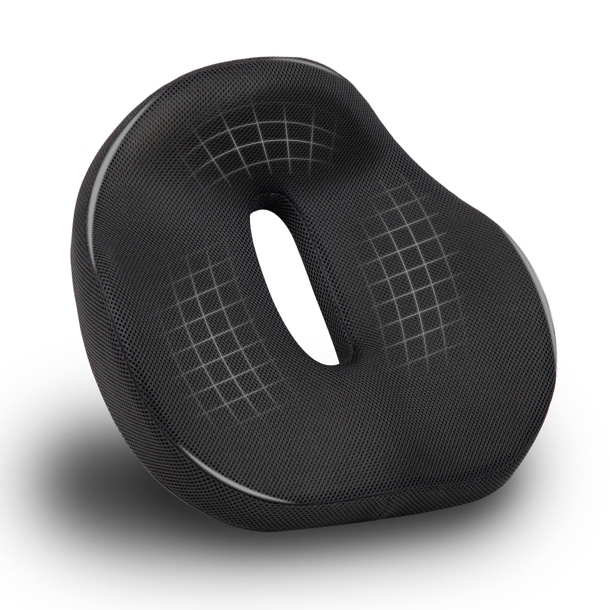 Mind Reader Donut Pillow with Air-Cloud Technology, Ergonomic Memory Foam Seat Cushion for Tailbone, Hemorrhoid, Pregnancy & Lower Back Pain Relief, Washable Cover, Black