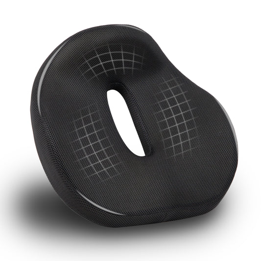 Mind Reader Donut Pillow with Air-Cloud Technology, Ergonomic Memory Foam Seat Cushion for Tailbone, Hemorrhoid, Pregnancy & Lower Back Pain Relief, Washable Cover, Black