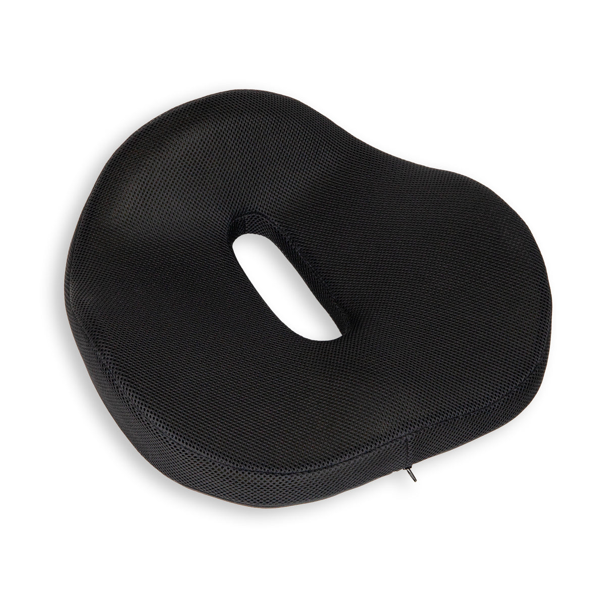 Mind Reader Donut Pillow with Air-Cloud Technology, Ergonomic Memory Foam Seat Cushion for Tailbone, Hemorrhoid, Pregnancy & Lower Back Pain Relief, Washable Cover, Black