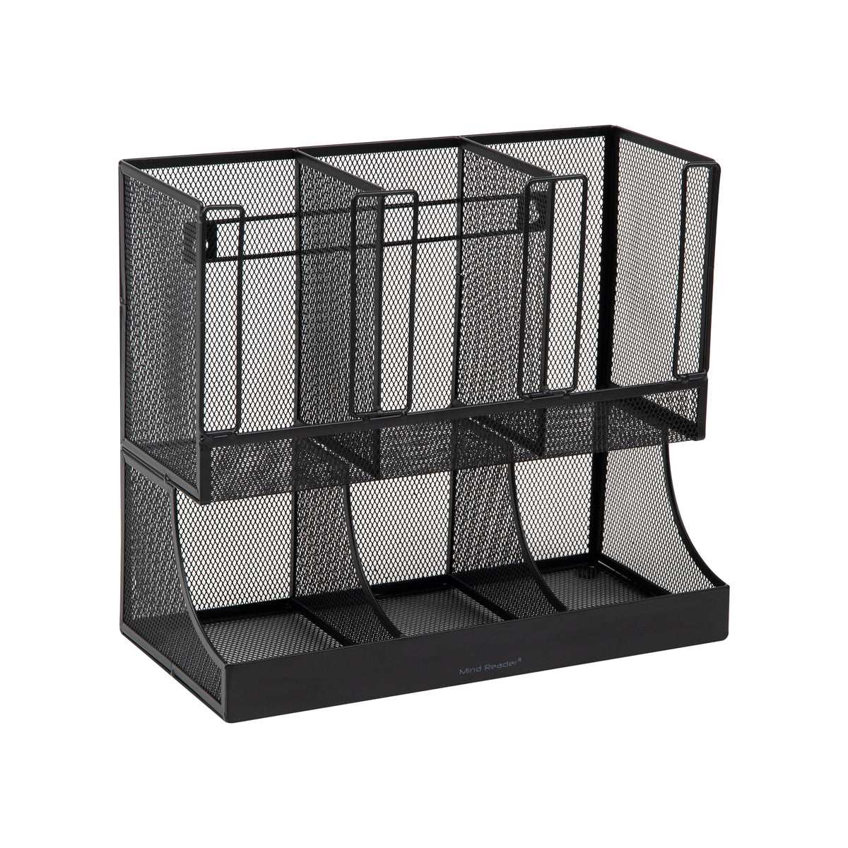 Mind Reader Multipurpose Countertop Organizer, Office Breakrooms, Cup and Condiment Station, Metal Mesh, Black