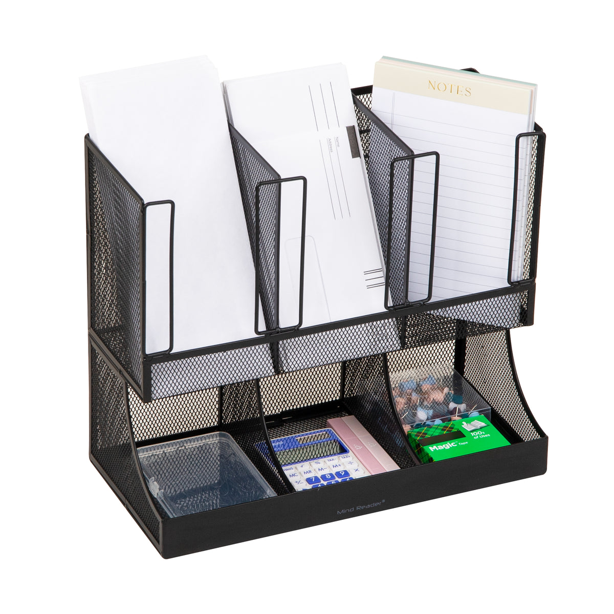 Mind Reader Multipurpose Countertop Organizer, Office Breakrooms, Cup and Condiment Station, Metal Mesh, Black