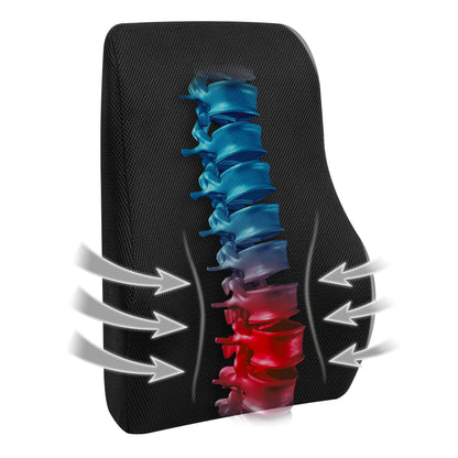 Mind Reader Lumbar Support Cushion for Office Chair and Car Seat, Memory Foam, Back Pain Relief, Improves Posture, 14.5"L x 5"W x 18.5"H