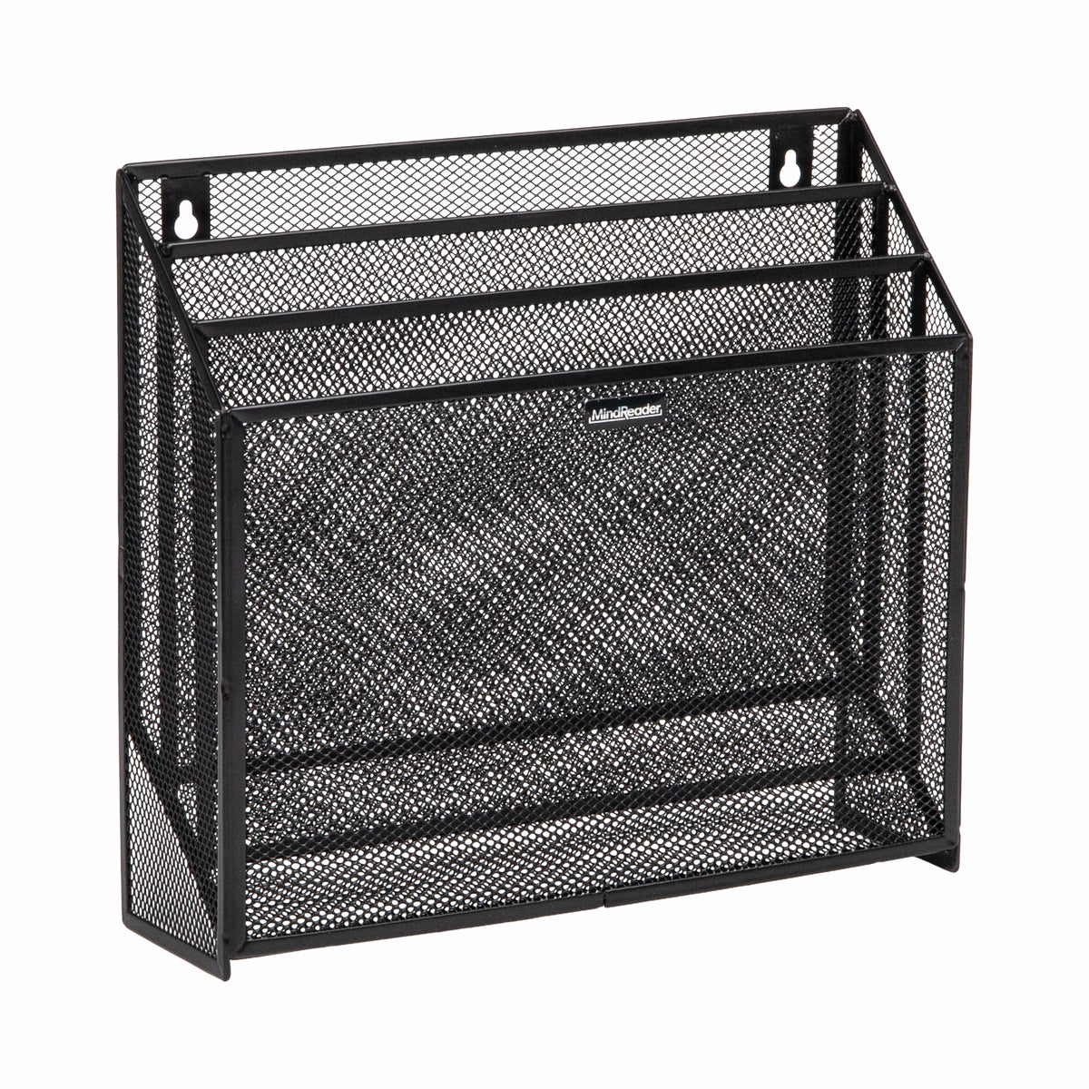 Mind Reader Vertical File Storage, Desktop Organizer, Wall Mount, Office, Metal Mesh, 12.5"L x 3.75"W x 11.5"H