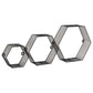 Mind Reader Hexagon Floating Shelves, Wall Decor, Honeycomb Accent Shelf, Office, Metal Mesh, 14"L x 4"W x 12"H, Set of 3