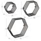 Mind Reader Hexagon Floating Shelves, Wall Decor, Honeycomb Accent Shelf, Office, Metal Mesh, 14"L x 4"W x 12"H, Set of 3