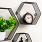Mind Reader Hexagon Floating Shelves, Wall Decor, Honeycomb Accent Shelf, Office, Metal Mesh, 14"L x 4"W x 12"H, Set of 3