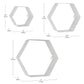Mind Reader Hexagon Floating Shelves, Wall Decor, Honeycomb Accent Shelf, Office, Metal Mesh, 14"L x 4"W x 12"H, Set of 3