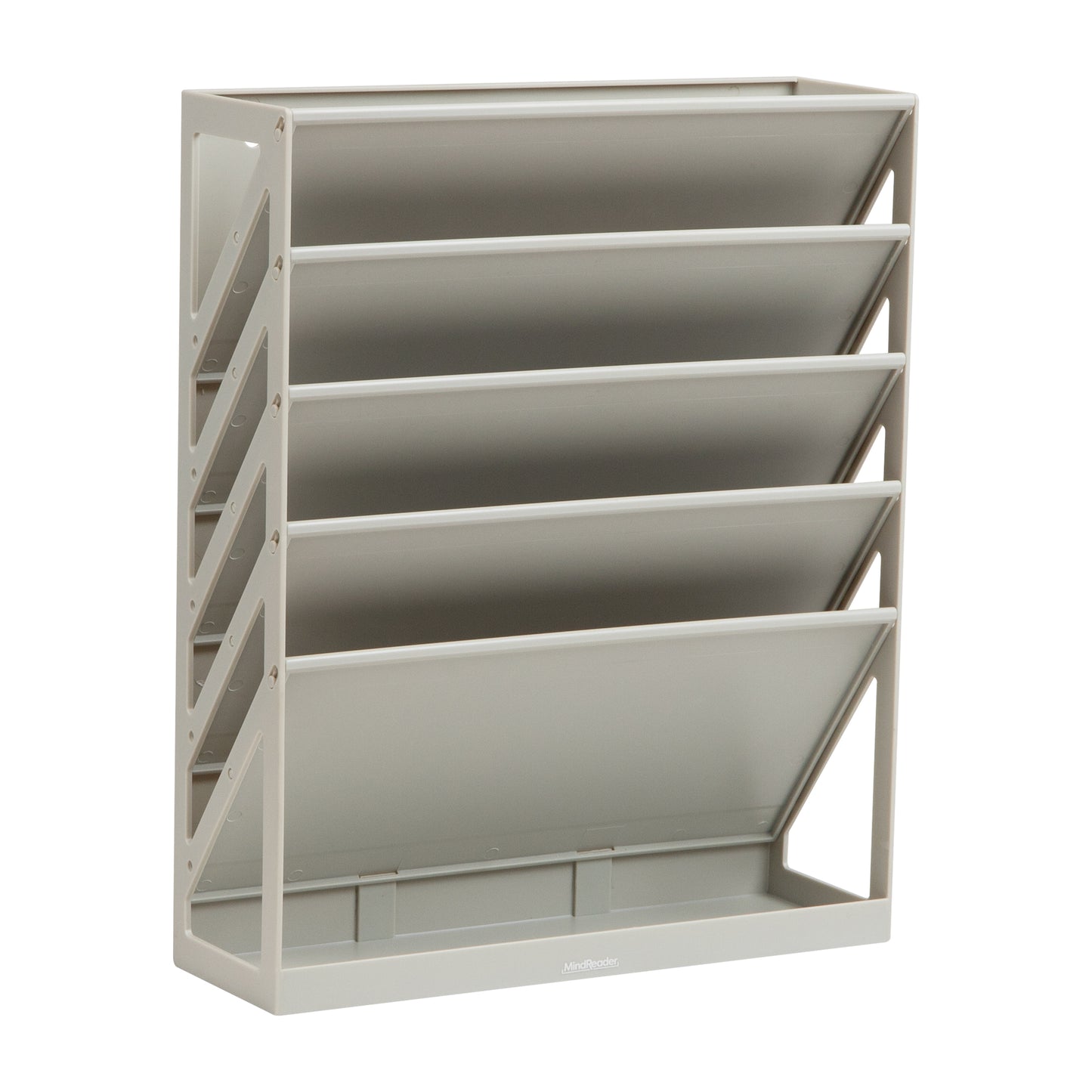 Mind Reader 5-Tier Vertical File Storage, Desktop Organizer, Wall Mount, Office, Plastic, 13"L x 4.25"W x 16"H