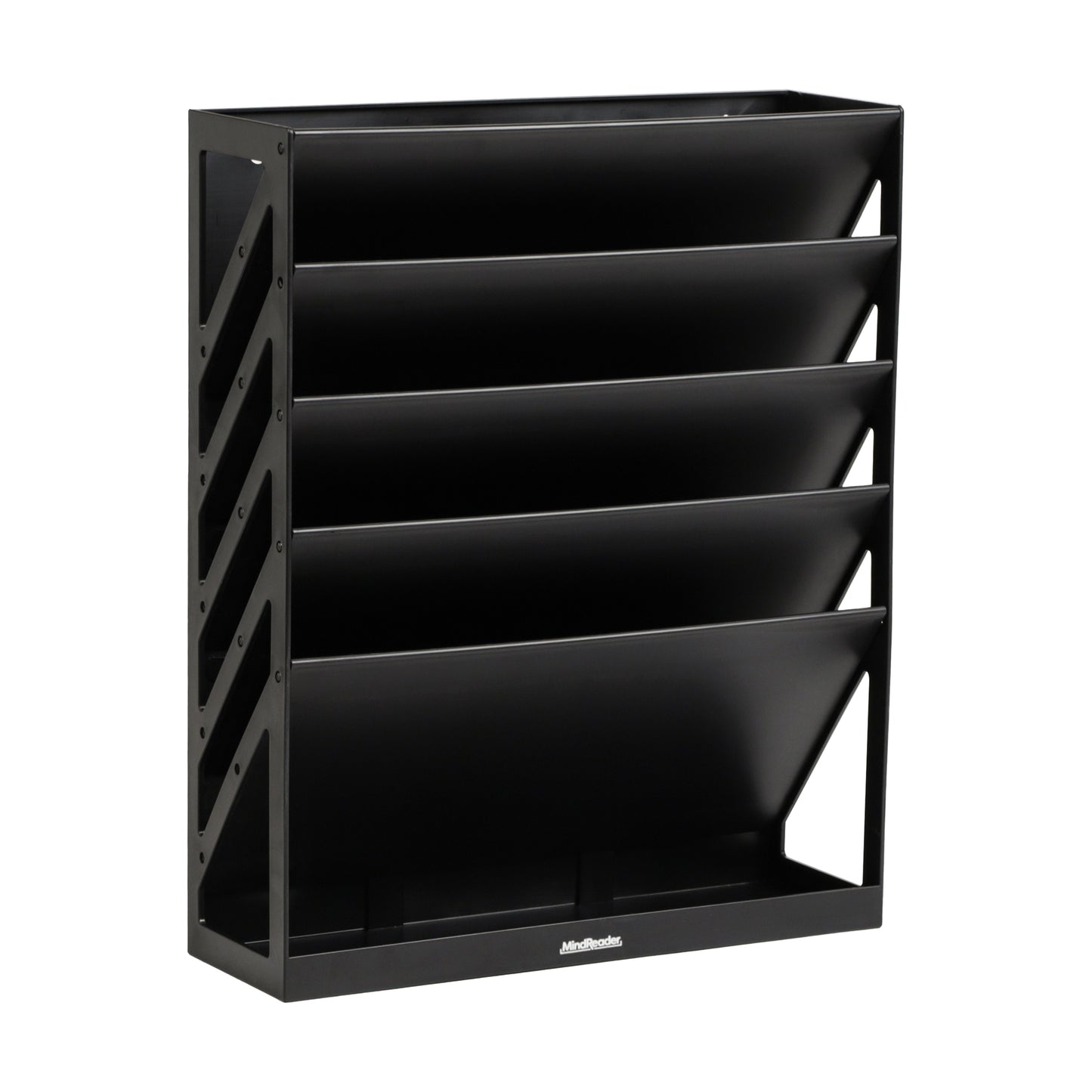 Mind Reader 5-Tier Vertical File Storage, Desktop Organizer, Wall Mount, Office, Plastic, 13"L x 4.25"W x 16"H
