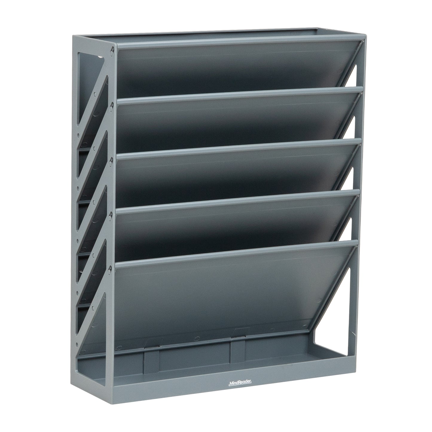 Mind Reader 5-Tier Vertical File Storage, Desktop Organizer, Wall Mount, Office, Plastic, 13"L x 4.25"W x 16"H