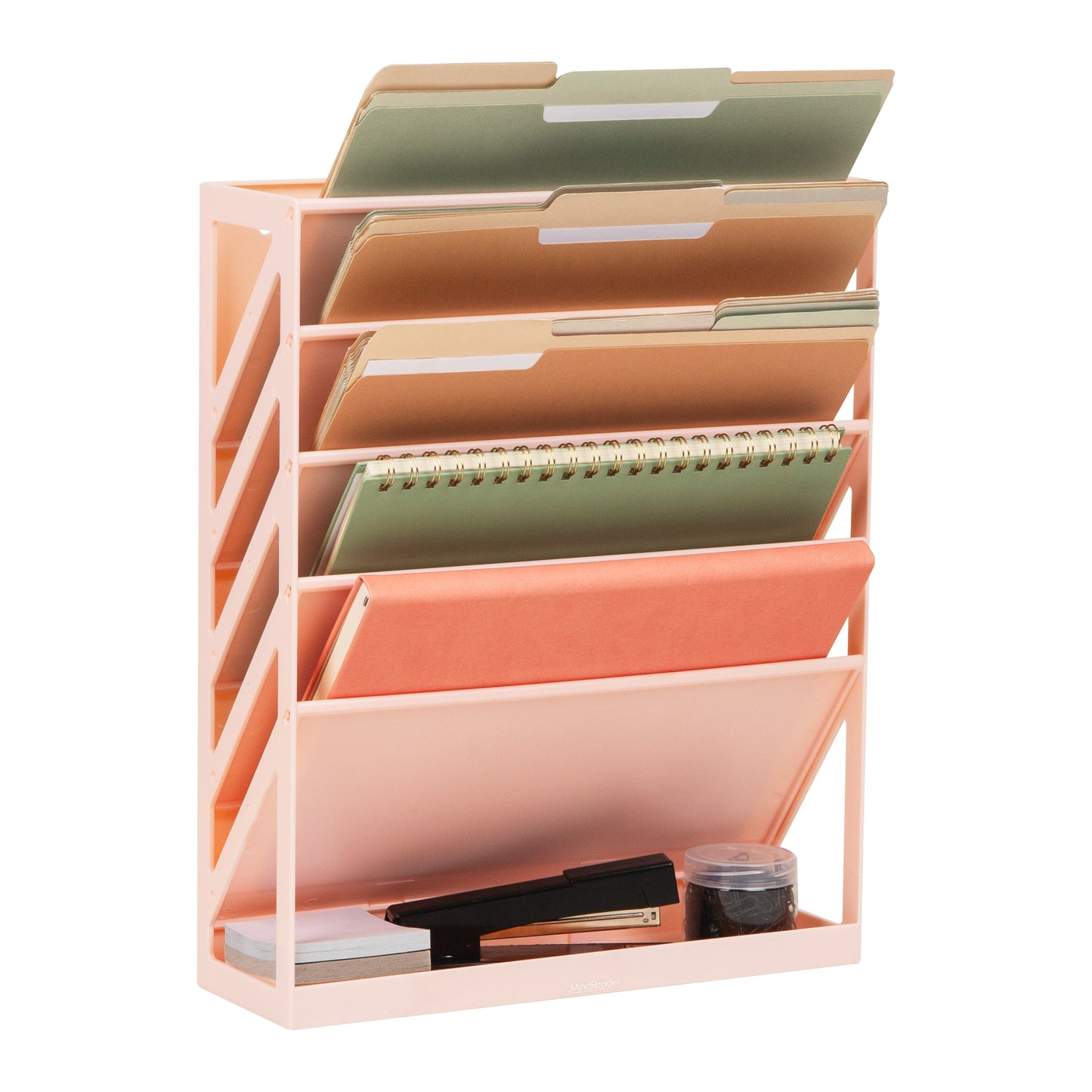 Mind Reader 5-Tier Vertical File Storage, Desktop Organizer, Wall Mount, Office, Plastic, 13"L x 4.25"W x 16"H