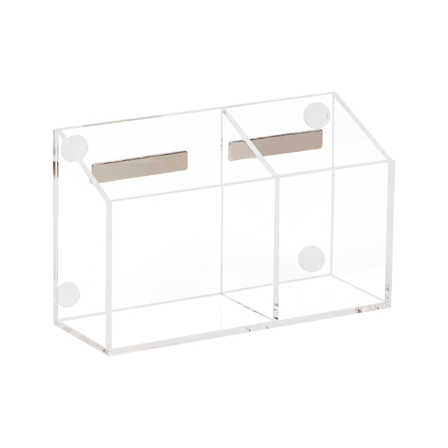 Mind Reader Clear Dry Erase Marker and Eraser Holder, Acrylic Magnetic Whiteboard Organizer, 2-Compartment, Desktop or Wall Mount, Clear
