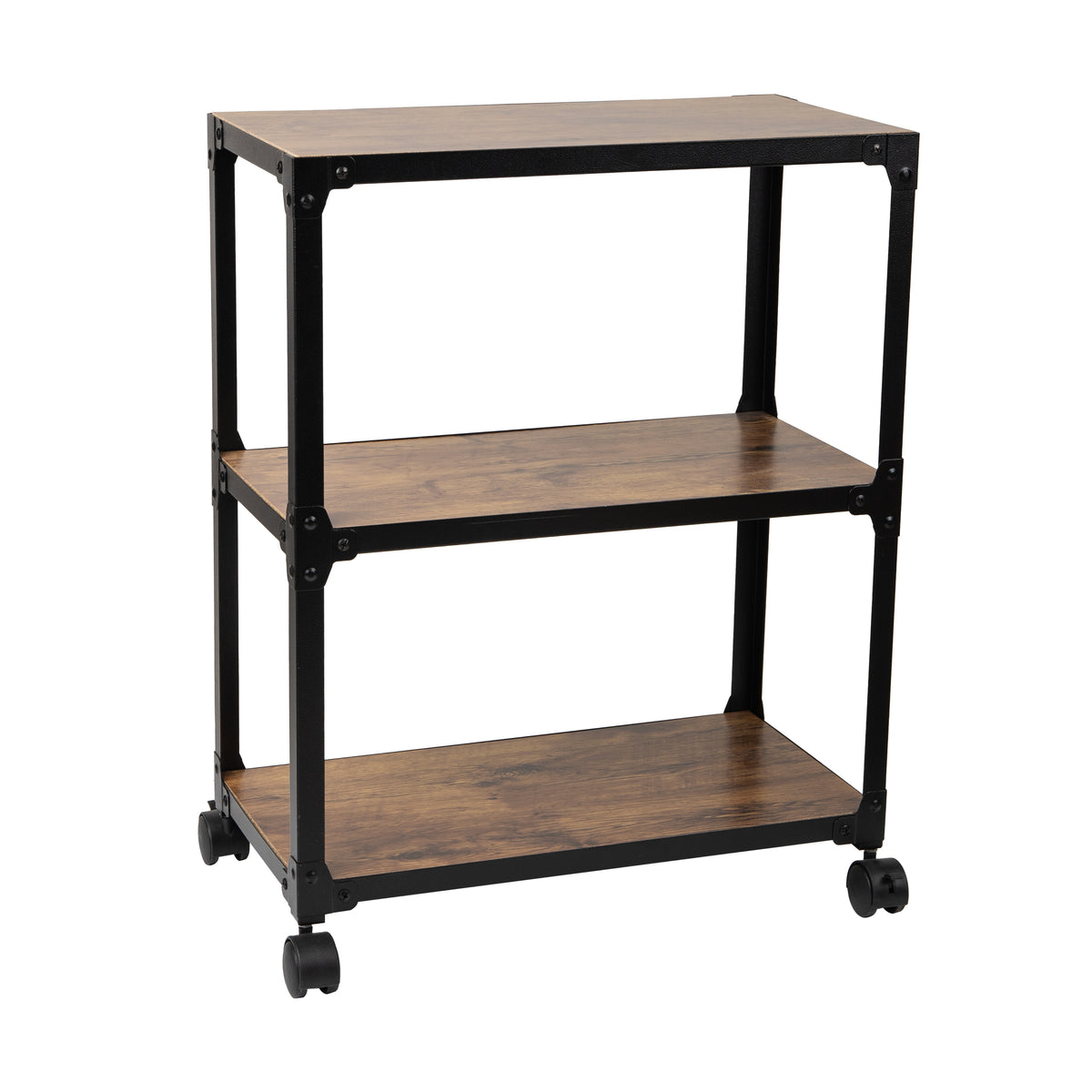 Mind Reader 3 Tier Multipurpose Rolling Cart, Home Storage, Bar Cart, Microwave Stand, Utility Organizer, Metal, MDF, Brown