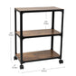 Mind Reader 3 Tier Multipurpose Rolling Cart, Home Storage, Bar Cart, Microwave Stand, Utility Organizer, Metal, MDF, Brown