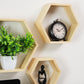 Mind Reader Hexagon Floating Shelves, Set of 3, Wall Decor, Honeycomb Accent Shelf, Cabinet Organizer, Office, Bamboo, 13.75"L x 3.125"W x 12"H, Brown