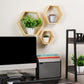 Mind Reader Hexagon Floating Shelves, Set of 3, Wall Decor, Honeycomb Accent Shelf, Cabinet Organizer, Office, Bamboo, 13.75"L x 3.125"W x 12"H, Brown
