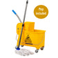 Mind Reader Mop and Bucket Set with Wringer, Mop Included, 5.5 Gallon Cleaning System with Wheels, Upward Press Wringer, Small Mop Compatible, Yellow