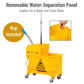 Mind Reader Mop and Bucket Set with Wringer, Mop Included, 5.5 Gallon Cleaning System with Wheels, Upward Press Wringer, Small Mop Compatible, Yellow
