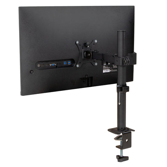 Mind Reader Single Monitor Desk Mount for 13–32 Inch Screens, Adjustable Arm with 180° Rotation, ±90° Swivel, ±45° Tilt, VESA 75x75/100x100, Integrated Cable Management, Up to 17.6 lbs Load, Black