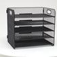 Mind Reader 5 Tier Paper Tray Desktop Organizer, Removable Shelves, Cut-Out Handles, Tool-Free Assembly, Metal Mesh, Black