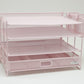 Mind Reader Mesh Desk Organizer, 3 Trays, 1 Drawer, 2 Pen Holders, Office Desktop Organizer, Metal Mesh, Pink