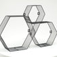 Mind Reader Hexagon Floating Shelves, Wall Decor, Honeycomb Accent Shelf, Office, Metal Mesh, 14"L x 4"W x 12"H, Set of 3