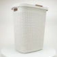 Mind Reader 50L Slim Laundry Hamper, Clothes Basket, Lid, Wicker Design, Plastic, 17.65"L x 13.75"W x 21"H