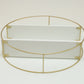 Mind Reader Floating Round Wall Shelves, Gold Metal Frame with Dual White Display Shelves, Decorative Wall-Mounted Organizer for Living Room, Office, or Bathroom, Metal. MDF, White
