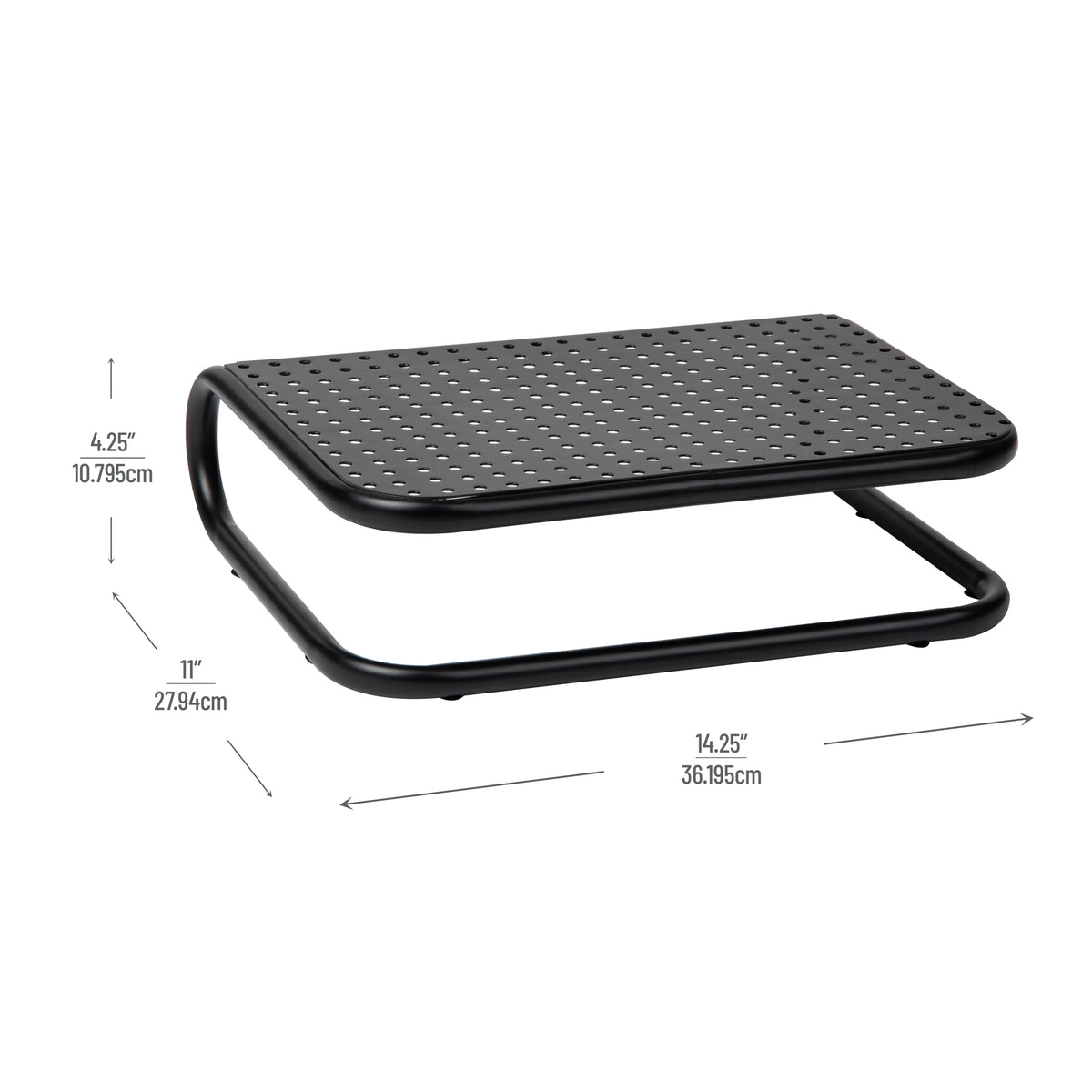 Mind Reader Monitor Stand, Ventilated Laptop Riser, Desktop Organizer, Metal, 14.25"L x 11"W x 4.25"H, Set of 2, Black