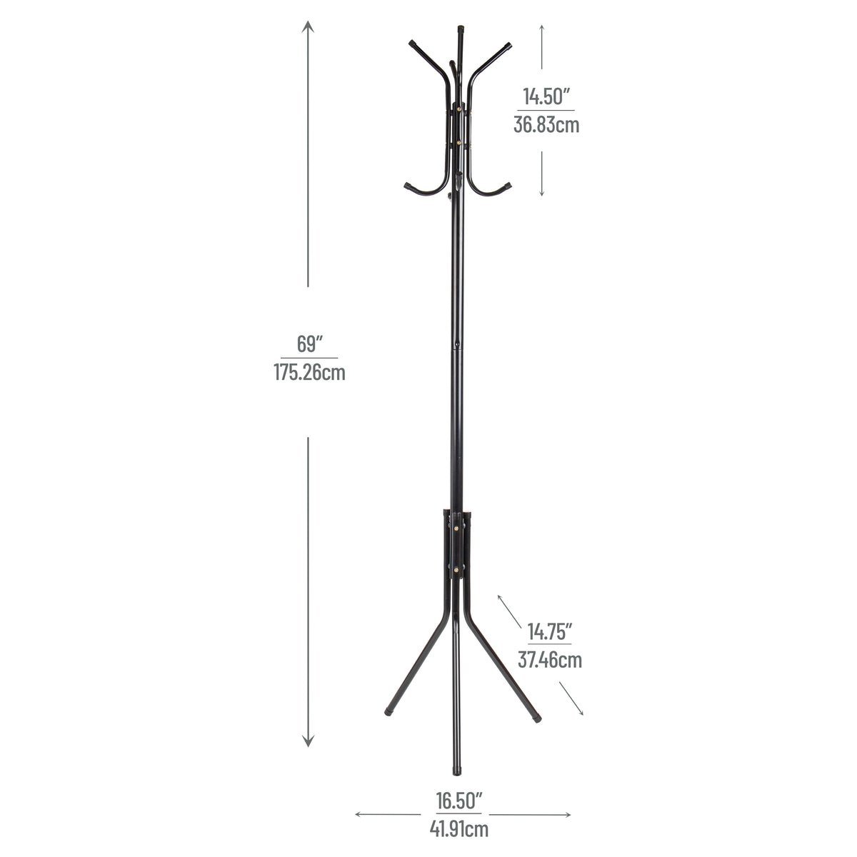 Mind Reader Freestanding Coat Rack, Multi-Hook Organizer for Office or Entryway, Metal