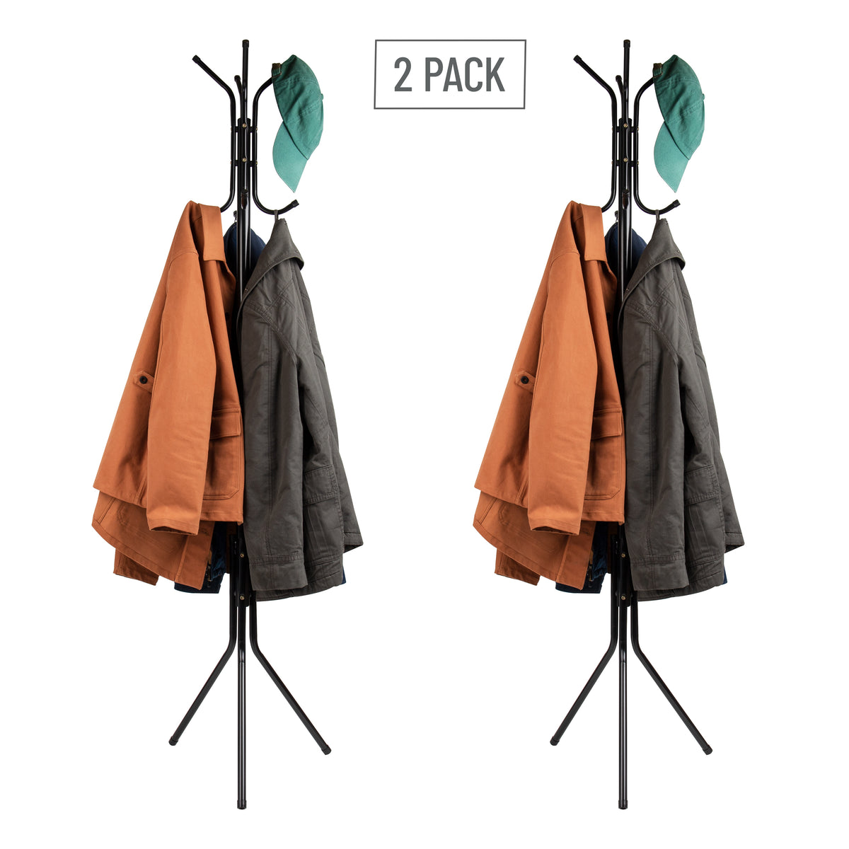 Mind Reader Freestanding Coat Rack, Multi-Hook Organizer for Office or Entryway, Metal
