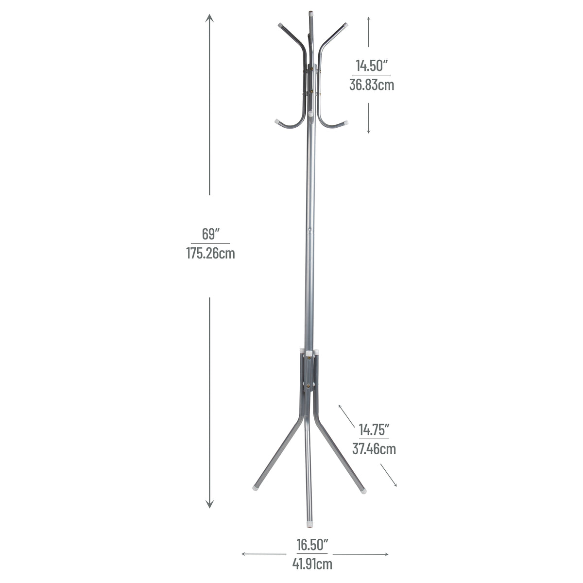 Mind Reader Freestanding Coat Rack, Multi-Hook Organizer for Office or Entryway, Metal