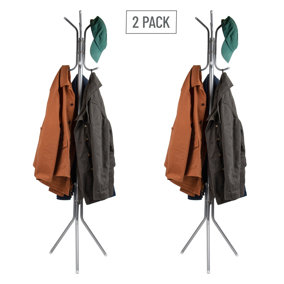 Mind Reader Freestanding Coat Rack, Multi-Hook Organizer for Office or Entryway, Metal