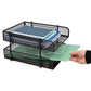 Mind Reader Paper Tray, Desk Organizer, Stackable, Storage, Office, Metal Mesh, 10.5"L x 13.25"W x 7.5"H, Set of 2, Black