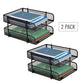 Mind Reader Paper Tray, Desk Organizer, Stackable, Storage, Office, Metal Mesh, 10.5"L x 13.25"W x 7.5"H, Set of 2, Black