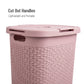 Mind Reader 60L Slim Laundry Hamper, Clothes Basket, Lid, Wicker Design, Plastic, 17.65"L x 13.75"W x 24.15"H