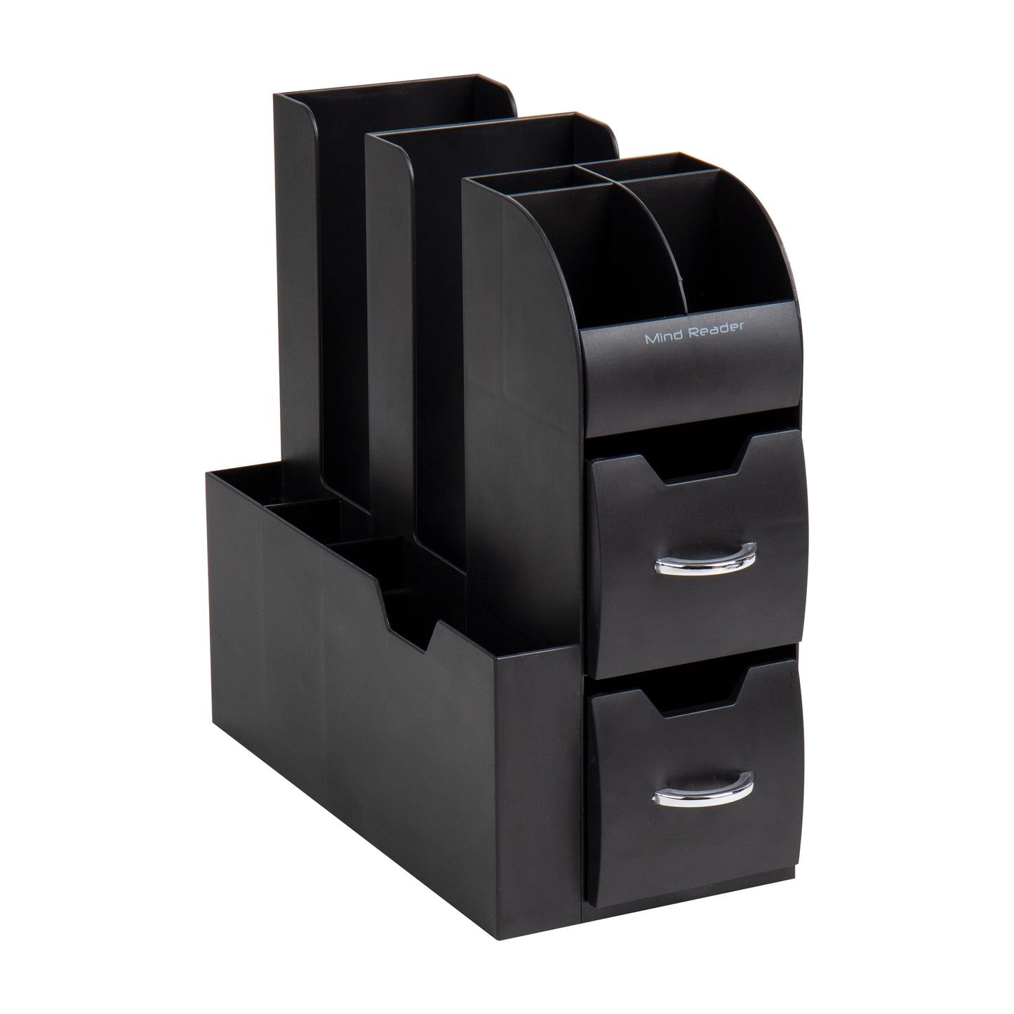 Mind Reader Cup and Condiment Station, Countertop Organizer, Coffee Bar, Kitchen, Stirrers, 5.375"L x 12"W x 11.25"H, Black