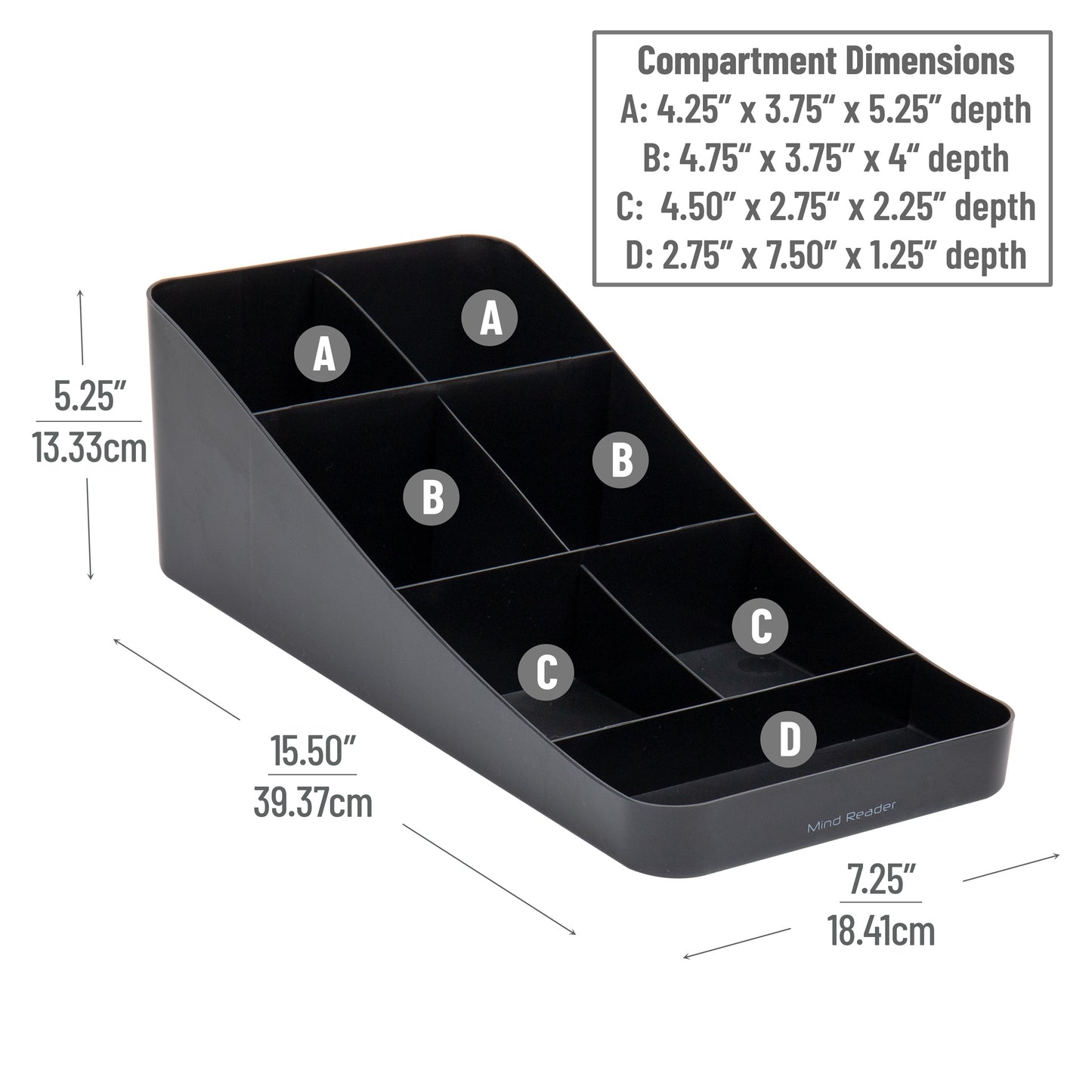 Mind Reader Countertop Organizer, Office Breakroom Supply Caddy for Cups Lids Stirrers and Condiments, Metal Mesh, Black