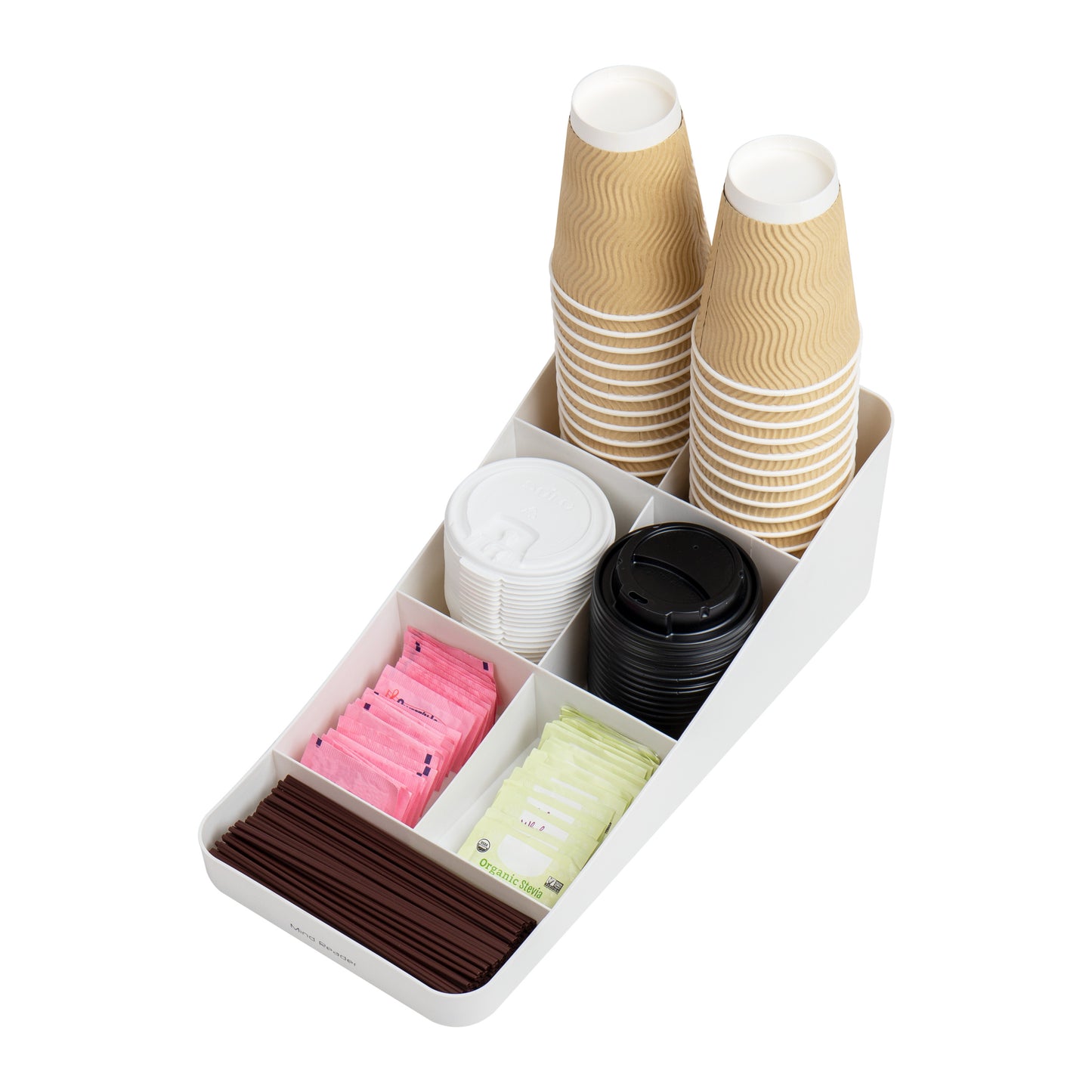 Mind Reader Countertop Organizer, Office Breakroom Supply Caddy for Cups Lids Stirrers and Condiments, Metal Mesh, Black