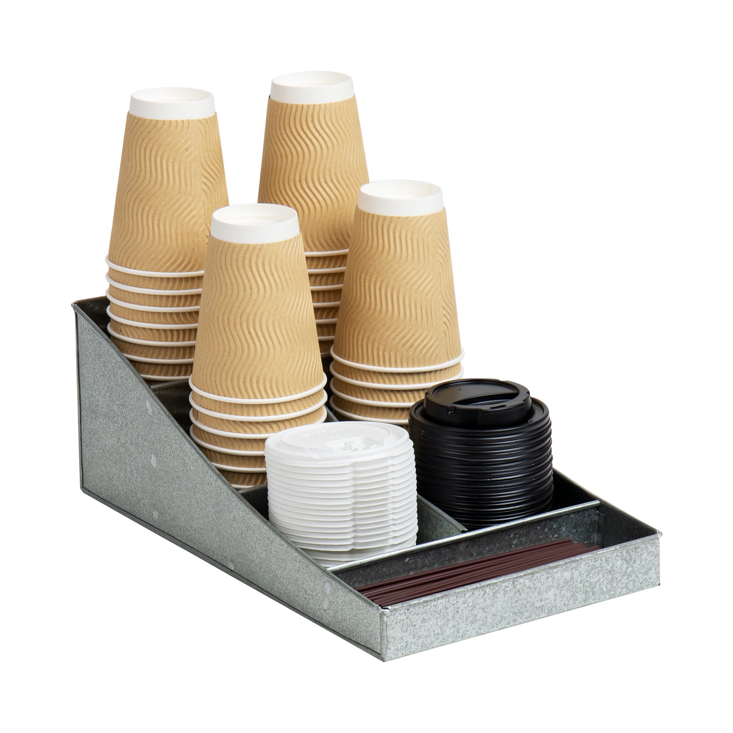 Mind Reader Countertop Organizer, Office Breakroom Supply Caddy for Cups Lids Stirrers and Condiments, Metal Mesh, Black