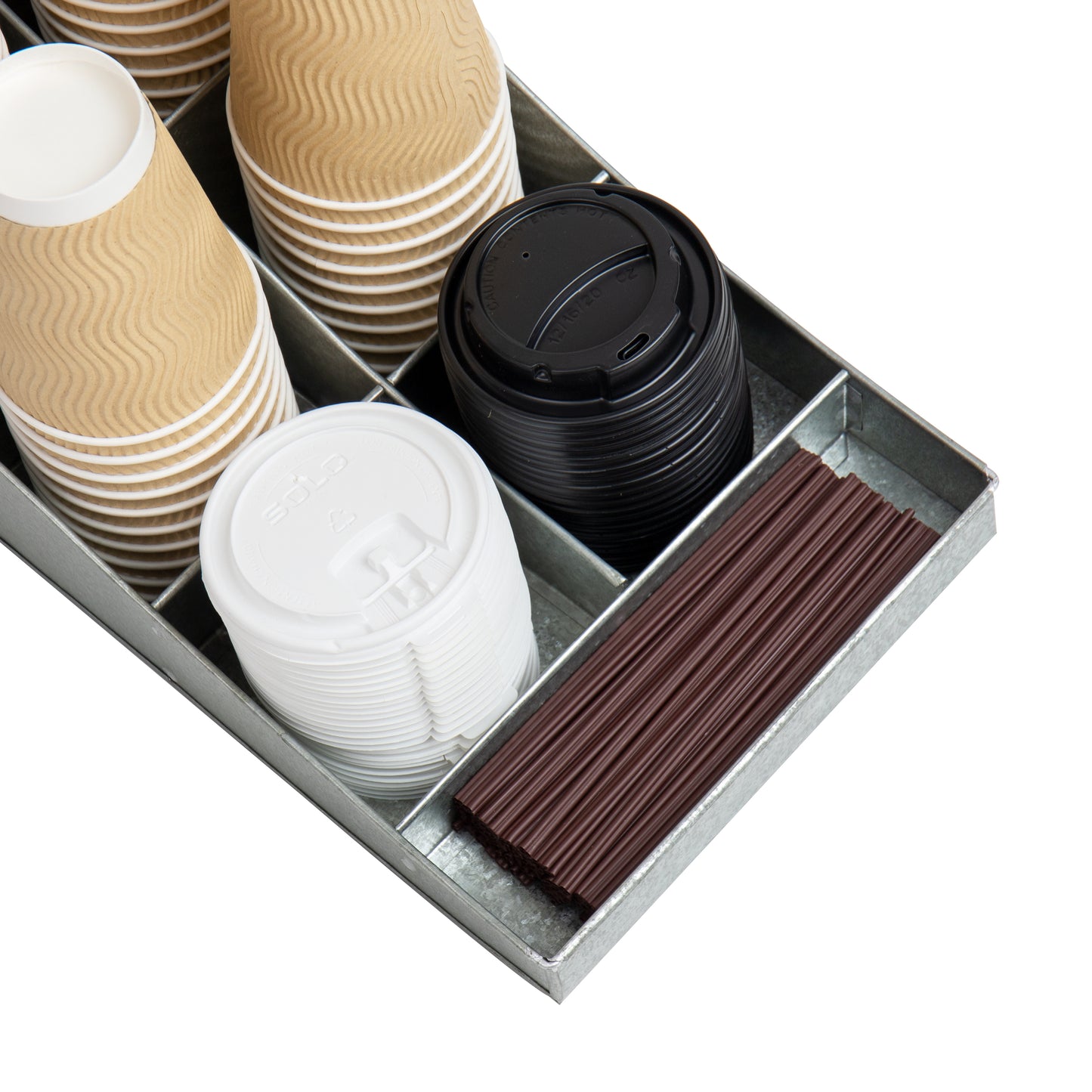 Mind Reader Countertop Organizer, Office Breakroom Supply Caddy for Cups Lids Stirrers and Condiments, Metal Mesh, Black