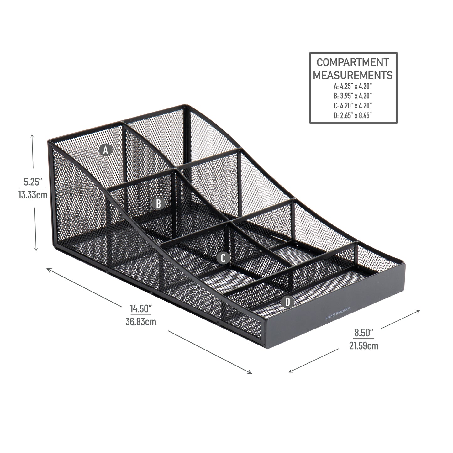 Mind Reader Countertop Organizer, Office Breakroom Supply Caddy for Cups Lids Stirrers and Condiments, Metal Mesh, Black