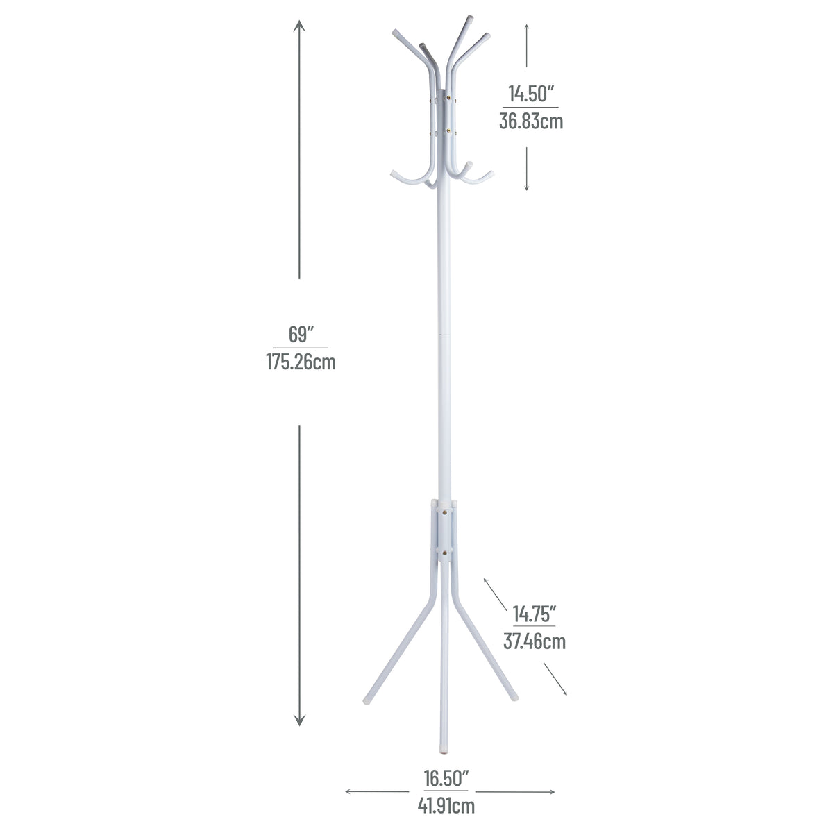 Mind Reader Freestanding Coat Rack, Multi-Hook Organizer for Office or Entryway, Metal